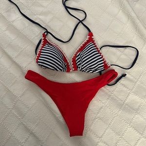 Red white and blue bikini